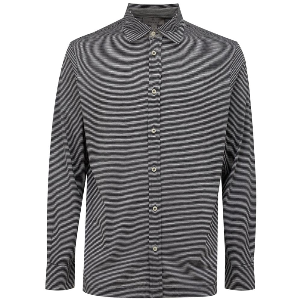 Canali Bicolor Cotton Shirt - Grey Fine Stripes