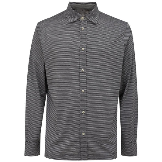 Canali Bicolor Cotton Shirt - Grey Fine Stripes