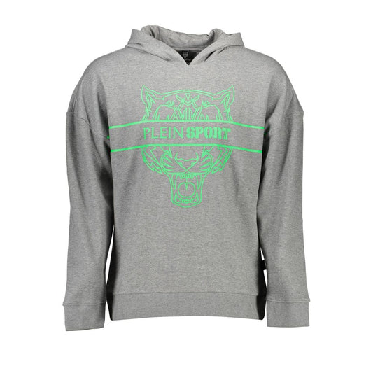 Plein Sport Grey Cotton Men's Hoodie Sweater