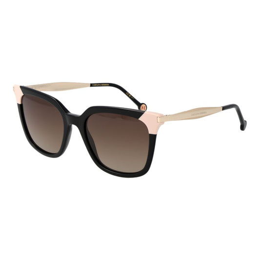 Carolina Herrera Women’s Sunglasses – Black Rectangle Frame with Brown Gradient Lenses, 53mm