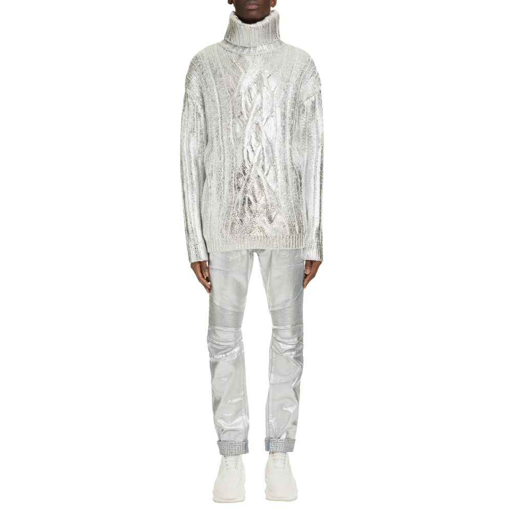 Balmain Brown Wool Turtleneck Sweater