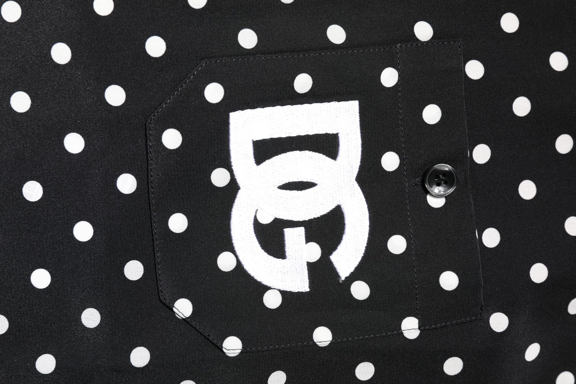 Dolce & Gabbana Black Polka Dot Short Sleeve Silk Casual Shirt