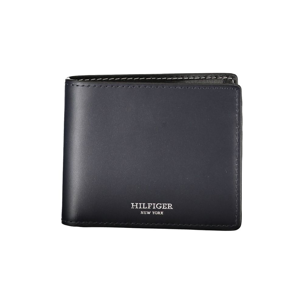 Tommy Hilfiger Elegant Blue Leather Bifold Wallet for Men