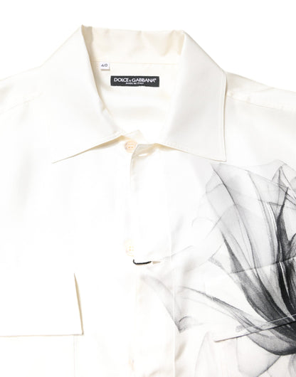 Dolce & Gabbana Ivory Silk Long Sleeves Casual Shirt