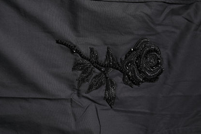 Dolce & Gabbana Black Floral Gold Cotton Dress Shirt