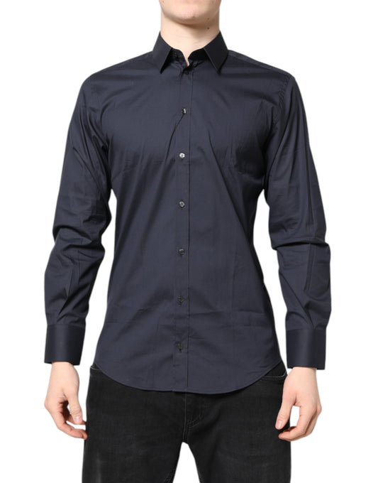 Dolce & Gabbana Dark Blue MARTINI Cotton Dress Shirt