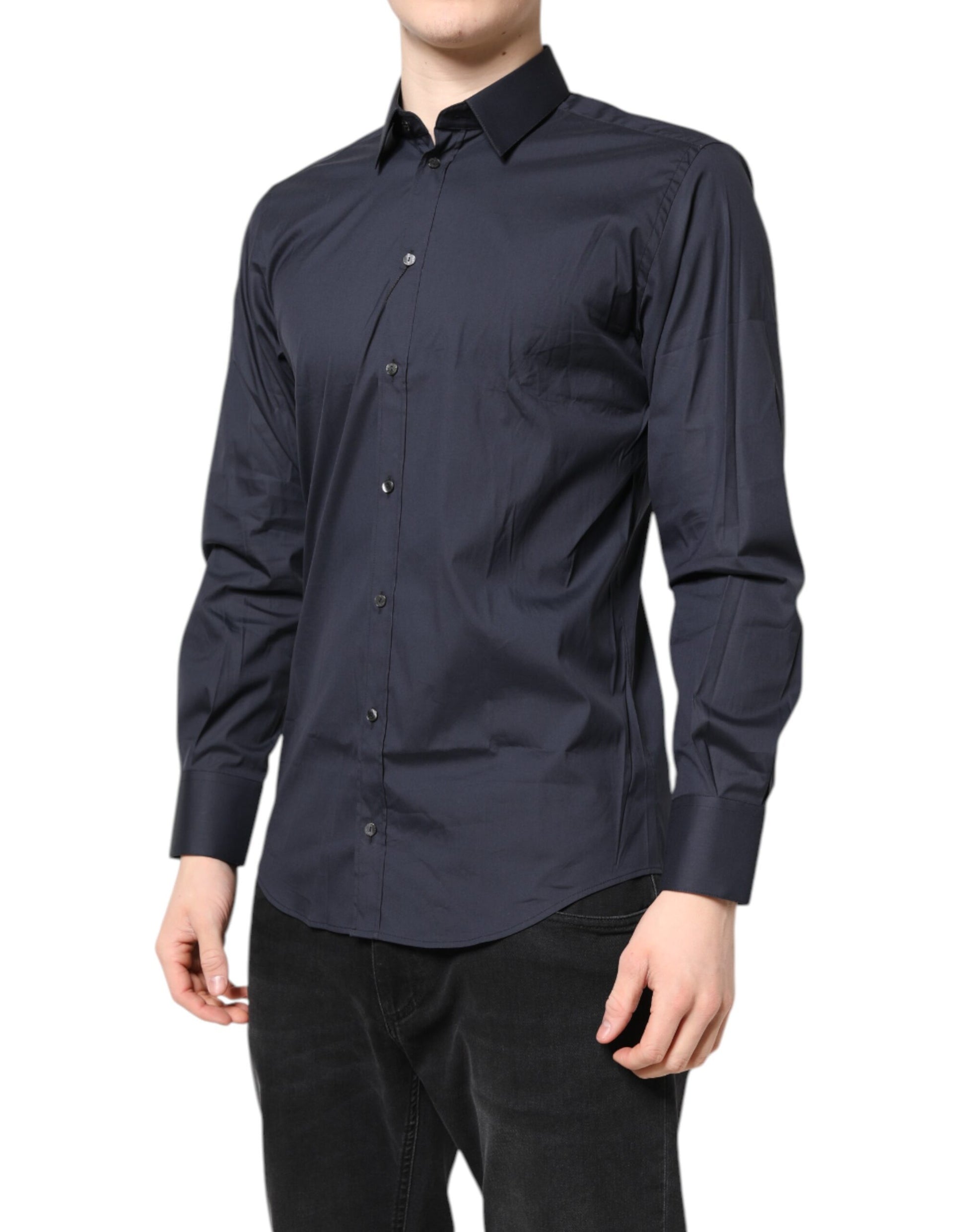 Dolce & Gabbana Dark Blue MARTINI Cotton Dress Shirt