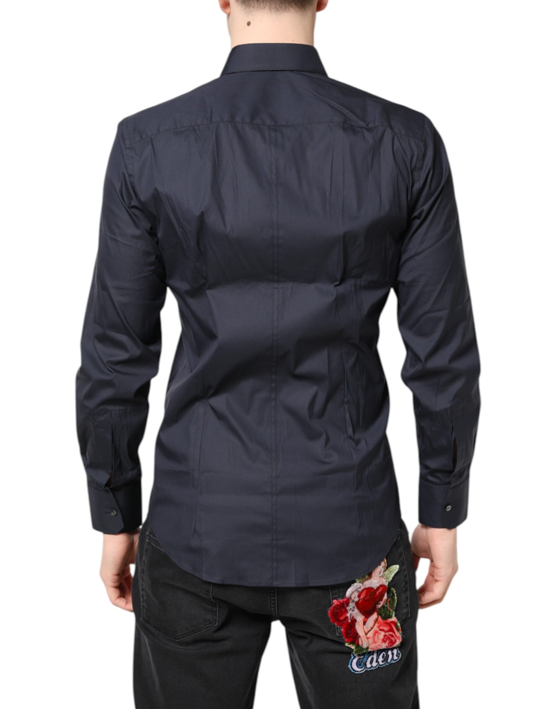 Dolce & Gabbana Dark Blue MARTINI Cotton Dress Shirt