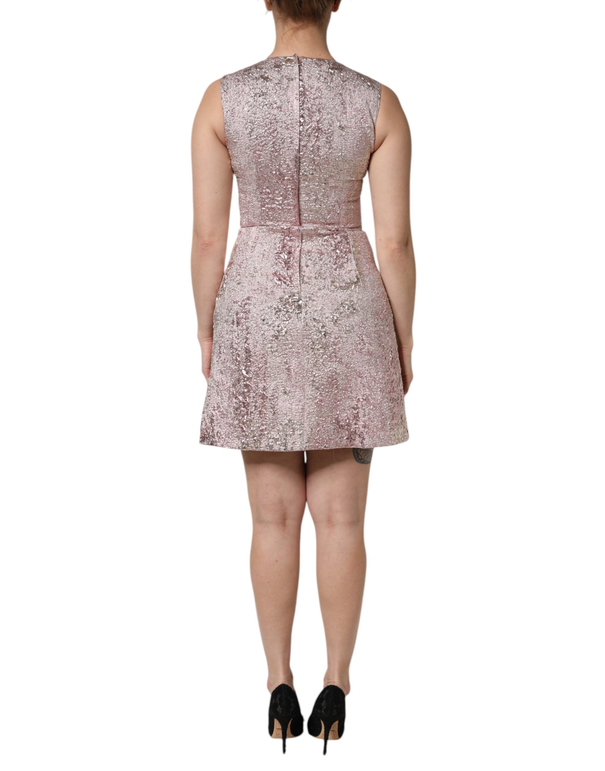 Dolce & Gabbana Pink Jacquard Sleeveless Mini Dress