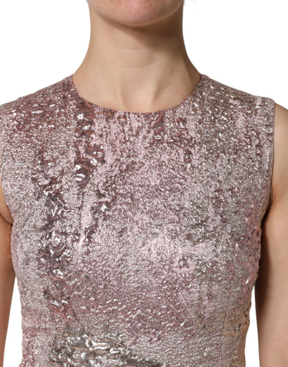 Dolce & Gabbana Pink Jacquard Sleeveless Mini Dress