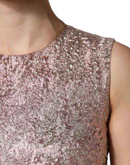 Dolce & Gabbana Pink Jacquard Sleeveless Mini Dress
