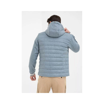 Herno Blue Silk Down Jacket with Hood