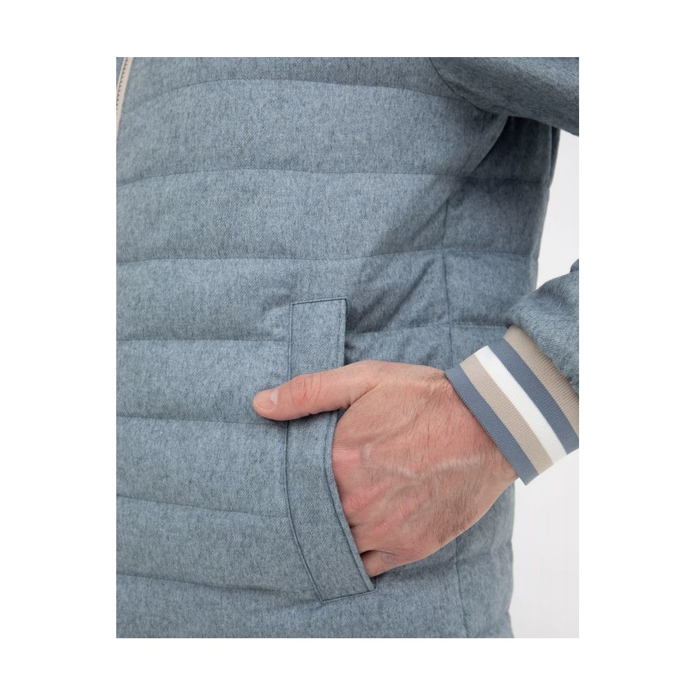 Herno Blue Silk Down Jacket with Hood
