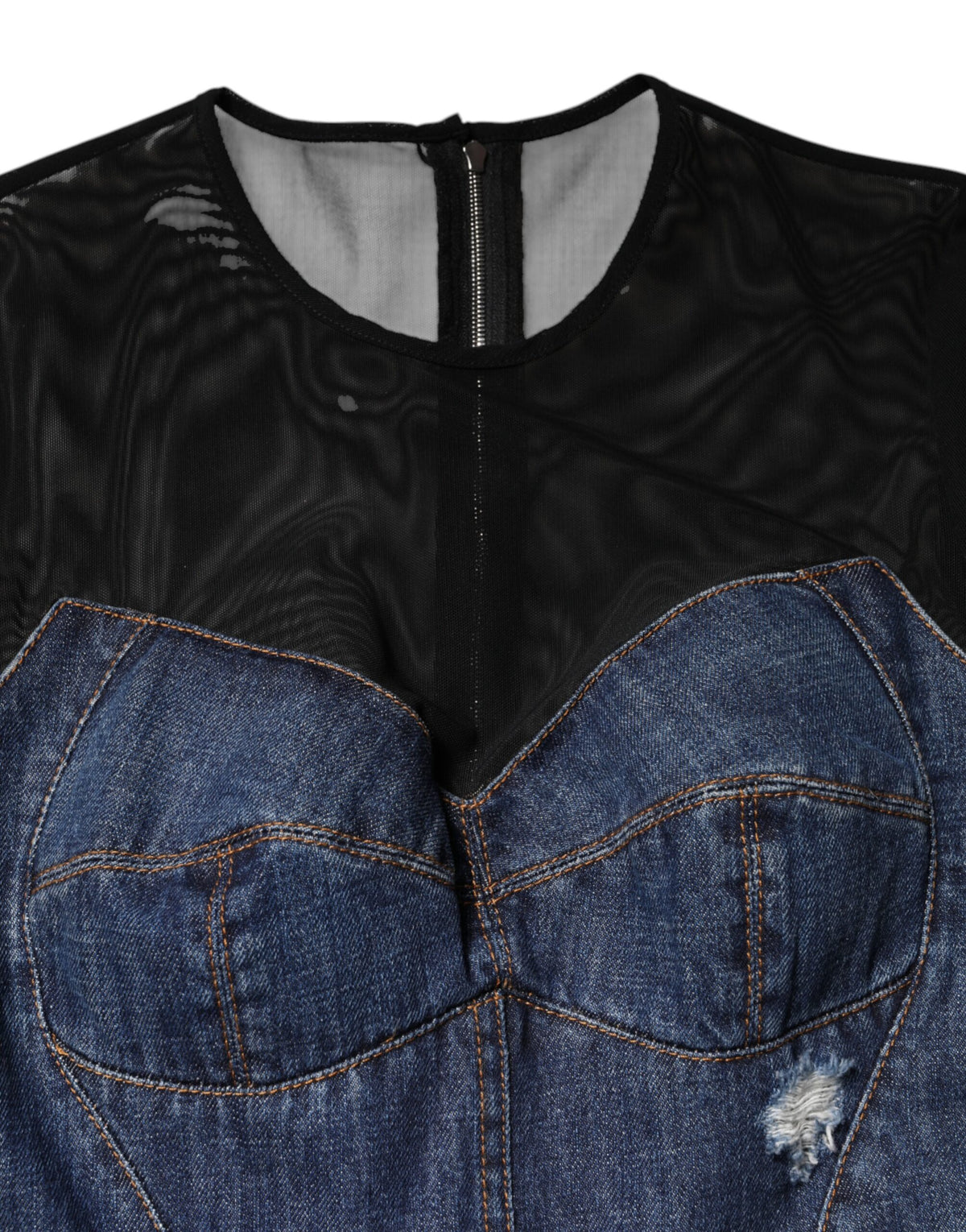 Dolce & Gabbana Blue and Black Long Sleeves Denim Mini Dress
