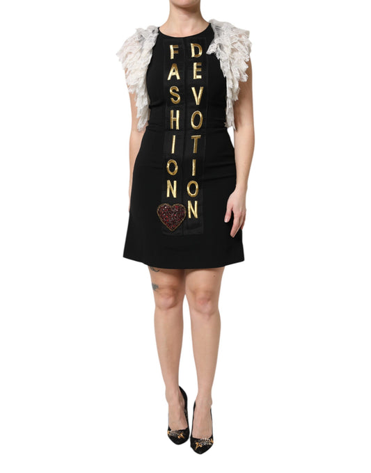 Dolce & Gabbana Black Fashion Devotion Embellished Mini Dress