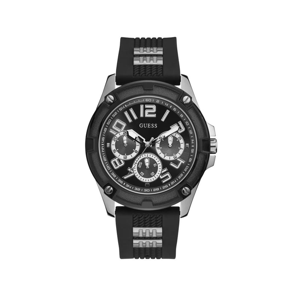 Guess Men’s Watch, Analog Display, Black Silicone Bracelet