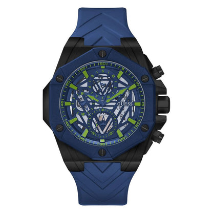 Guess Men’s Watch, Blue Dial, Silicone Strap