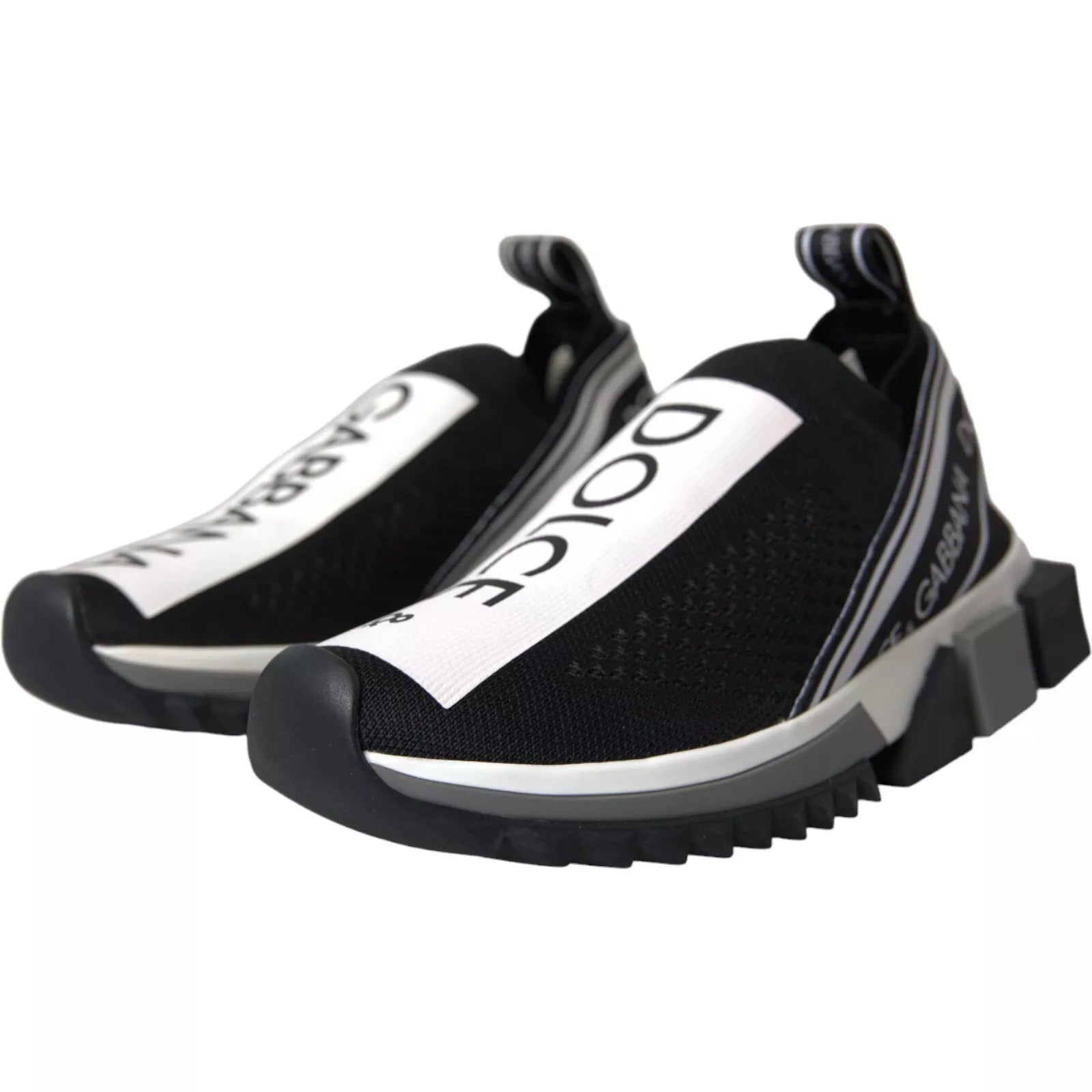 Dolce & Gabbana Black & White Slip On Sorrento Sneakers - Preowned