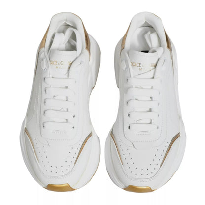 Dolce & Gabbana White & Gold Daymaster Low Top Sneakers - Preowned