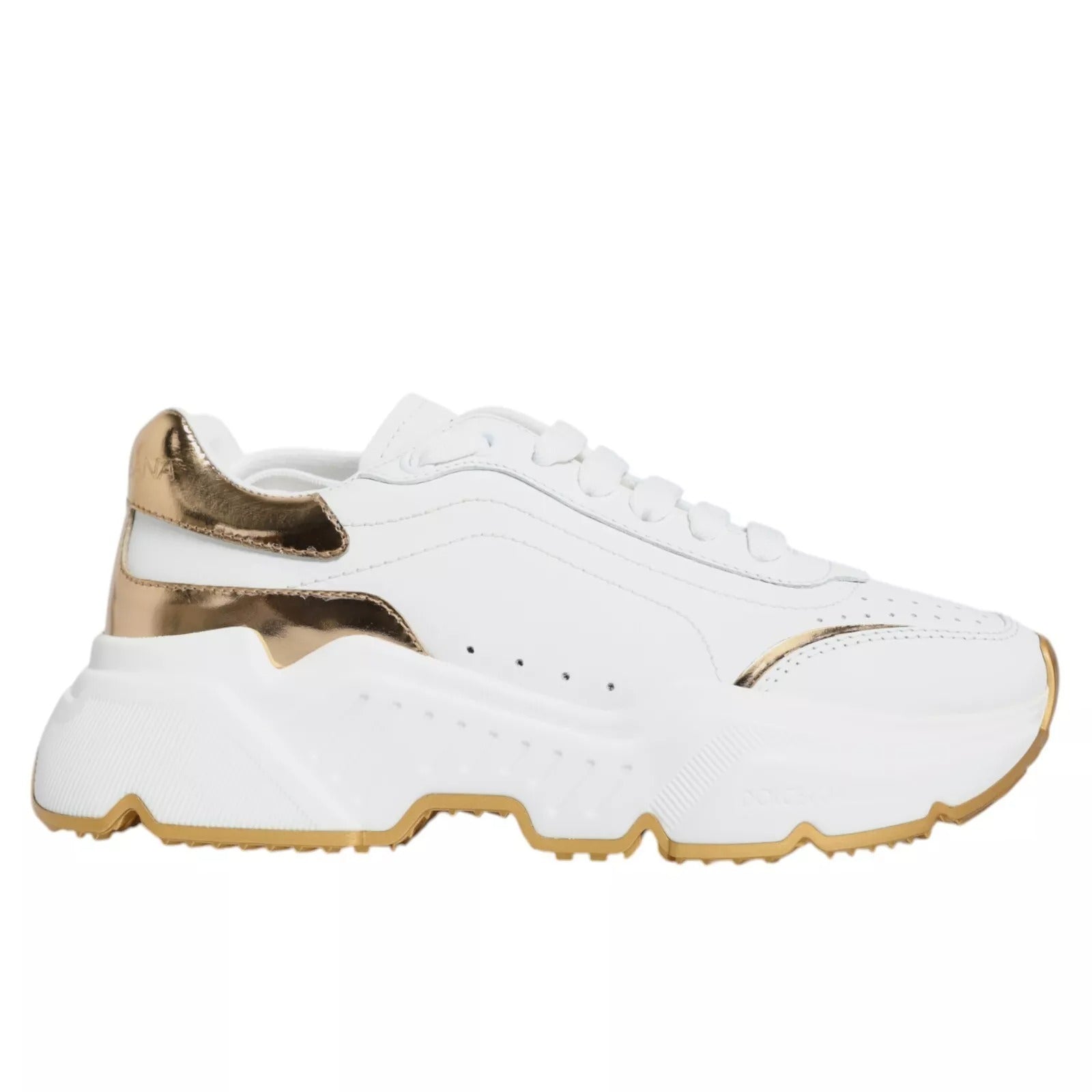 Dolce & Gabbana White & Gold Daymaster Low Top Sneakers - Preowned