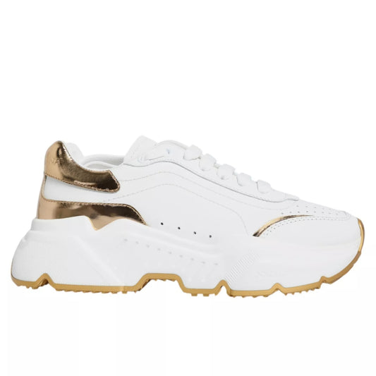 Dolce & Gabbana White & Gold Daymaster Low Top Sneakers - Preowned