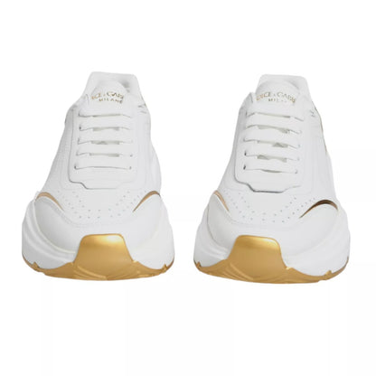 Dolce & Gabbana White & Gold Daymaster Low Top Sneakers - Preowned