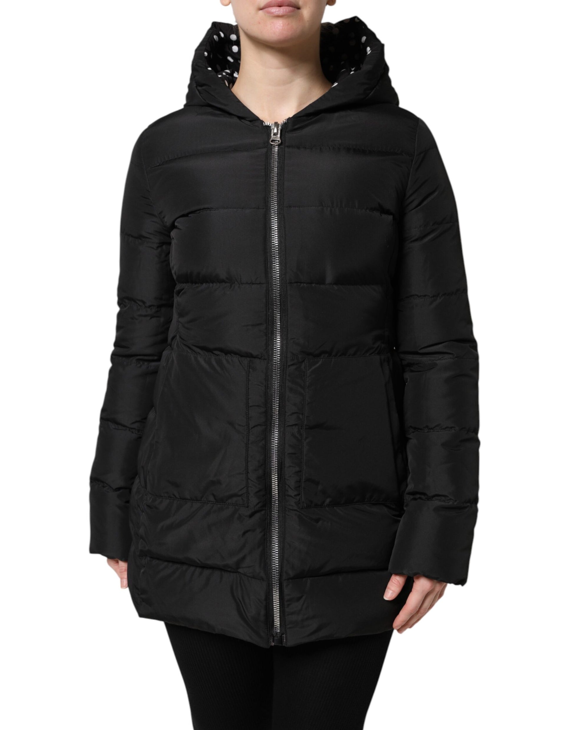 Dolce & Gabbana Black Puffer Hooded Zip Reversible Jacket – Preowned