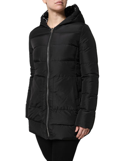 Dolce & Gabbana Black Puffer Hooded Zip Reversible Jacket – Preowned