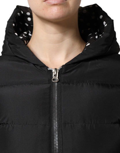 Dolce & Gabbana Black Puffer Hooded Zip Reversible Jacket – Preowned
