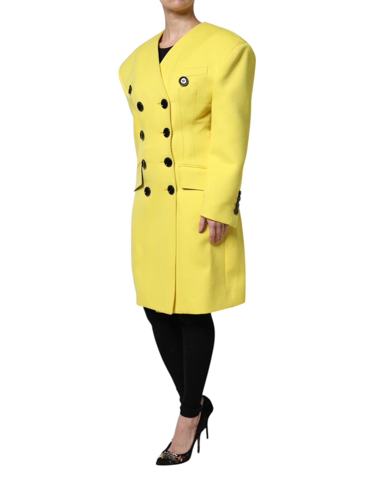 Dolce & Gabbana Yellow Double Breasted Trench Coat