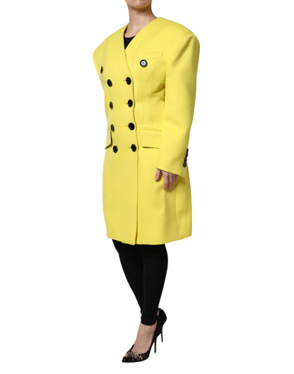 Dolce & Gabbana Yellow Double Breasted Trench Coat