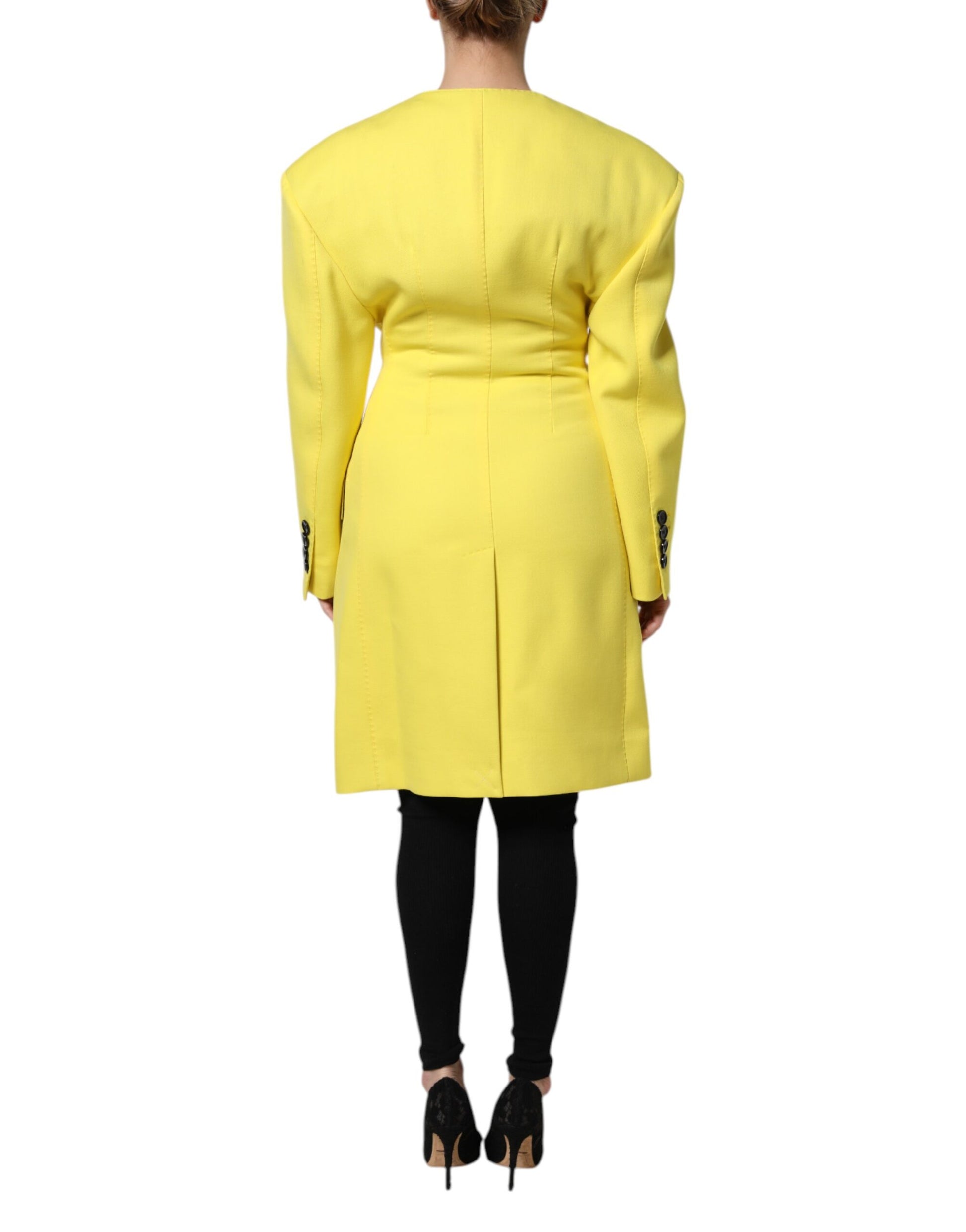 Dolce & Gabbana Yellow Double Breasted Trench Coat
