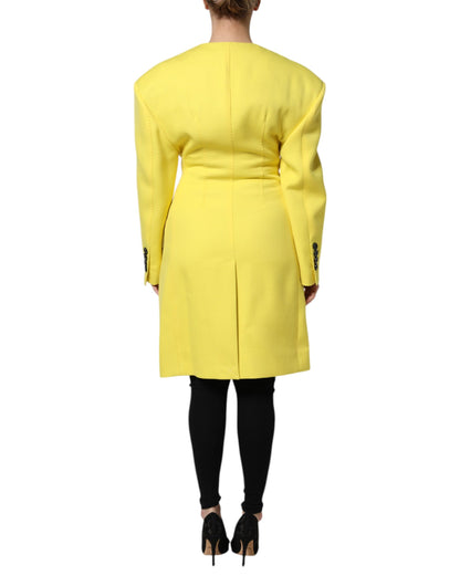 Dolce & Gabbana Yellow Double Breasted Trench Coat