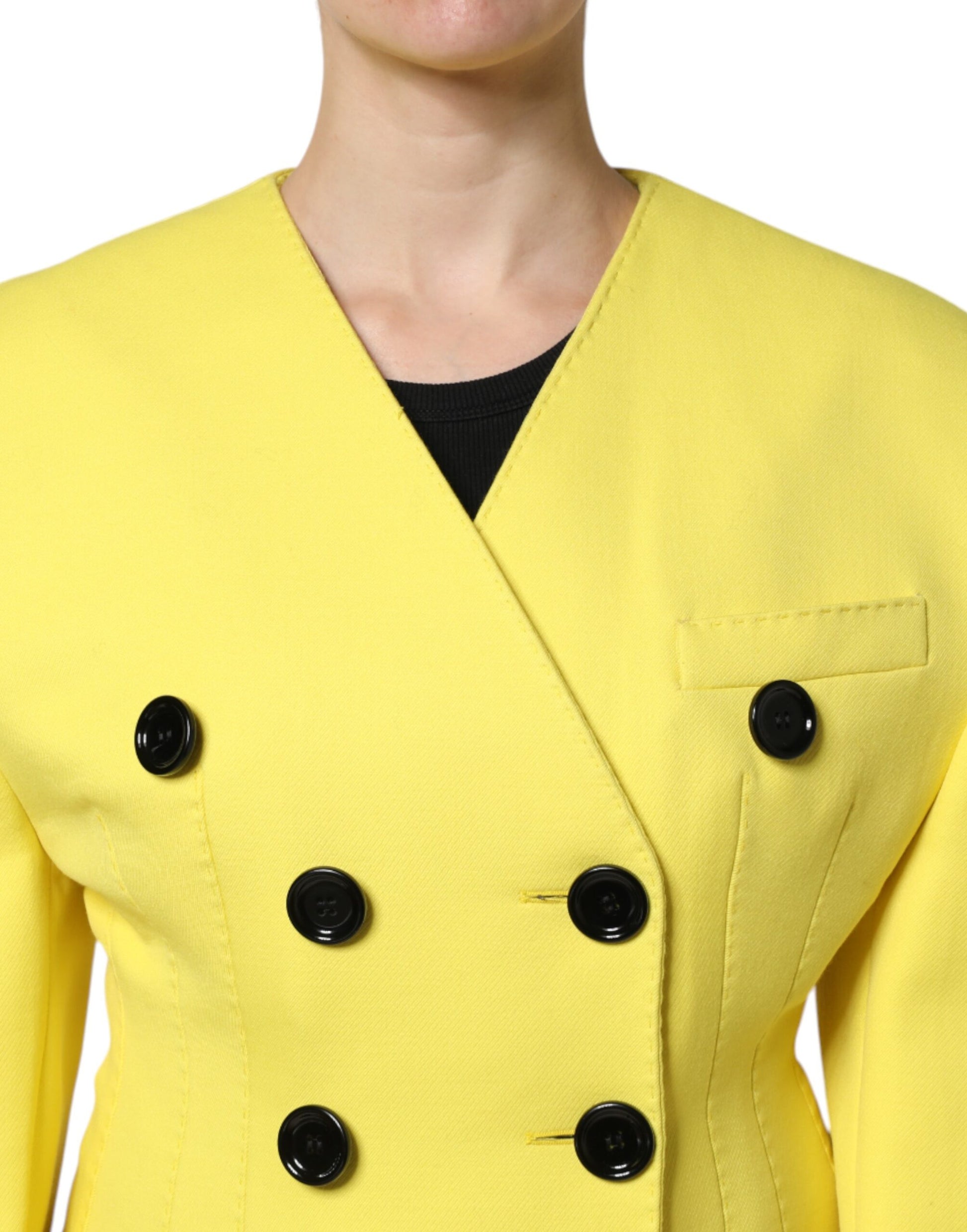 Dolce & Gabbana Yellow Double Breasted Trench Coat