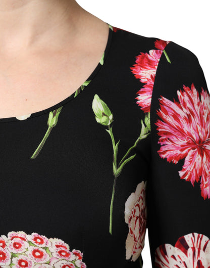 Dolce & Gabbana Black Floral Long Sleeve Blouse Top
