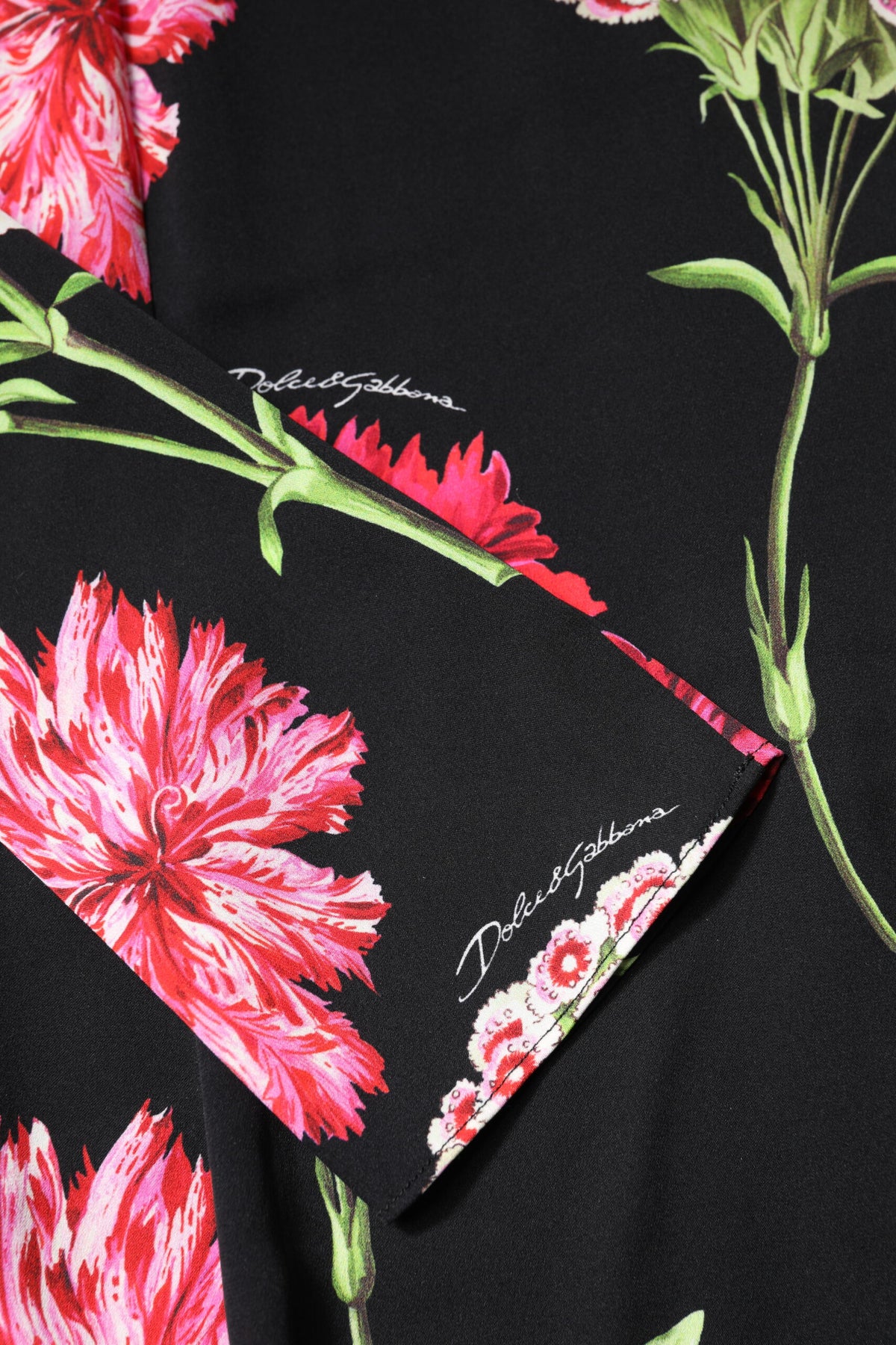 Dolce & Gabbana Black Floral Long Sleeve Blouse Top