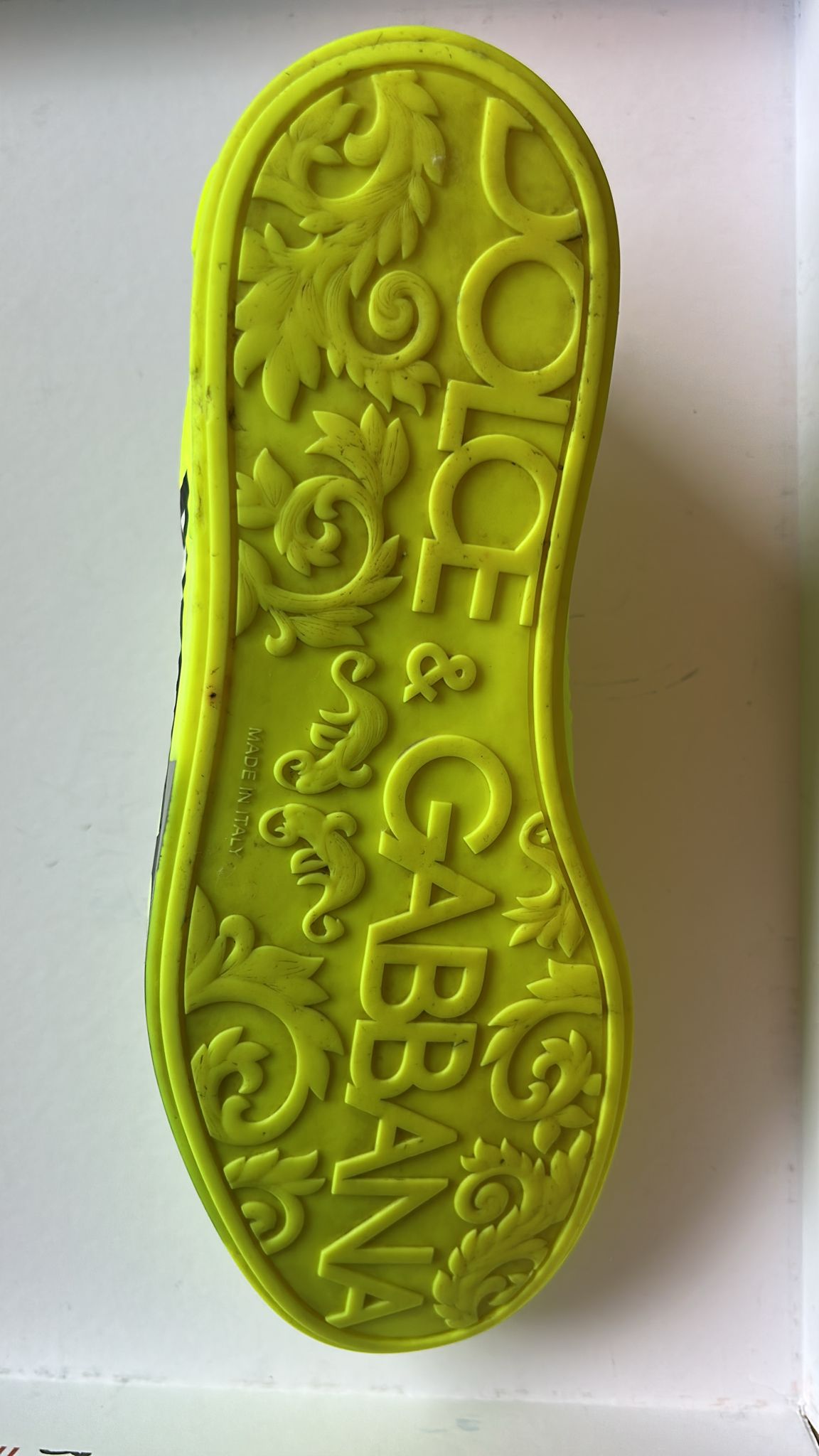 Dolce & Gabbana Neon Green Logo Tape Low Top Sneakers - Preowned Luxury Footwear