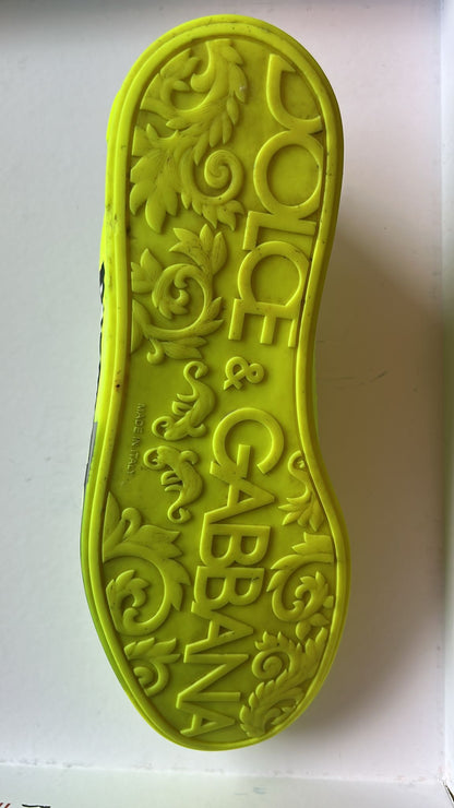 Dolce & Gabbana Neon Green Logo Tape Low Top Sneakers - Preowned Luxury Footwear