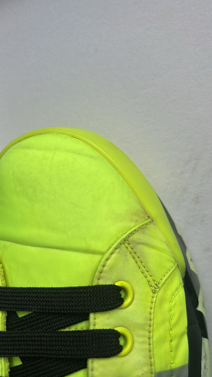 Dolce & Gabbana Neon Green Logo Tape Low Top Sneakers - Preowned