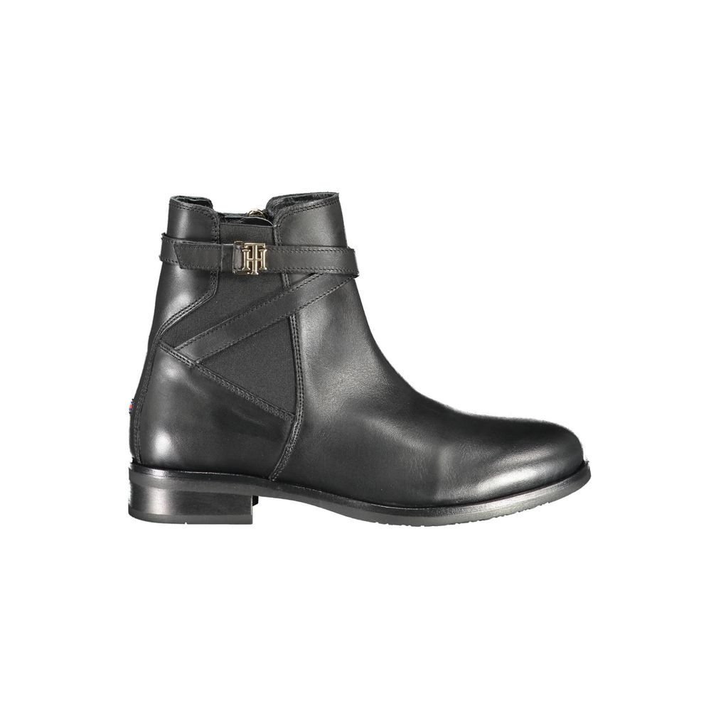 Tommy Hilfiger Black Leather Women's Ankle Boots