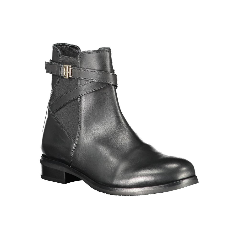 Tommy Hilfiger Black Leather Women's Ankle Boots