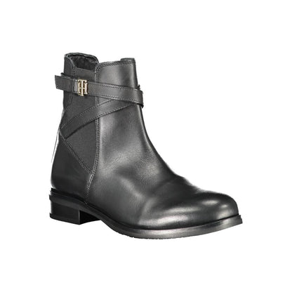Tommy Hilfiger Black Leather Women's Ankle Boots