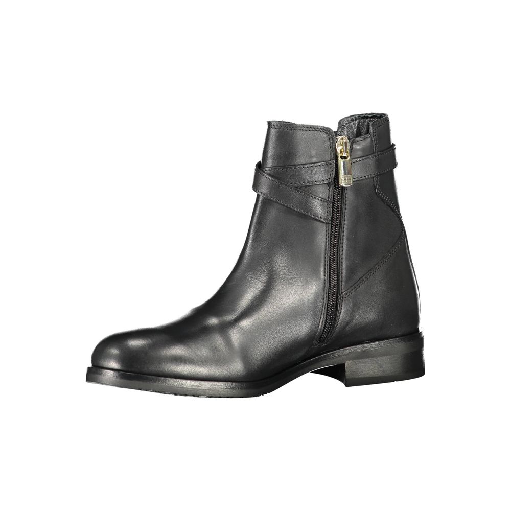Tommy Hilfiger Black Leather Women's Ankle Boots