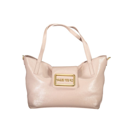 Mario Valentino Pink Leather Finish Handbag with Signature Logo