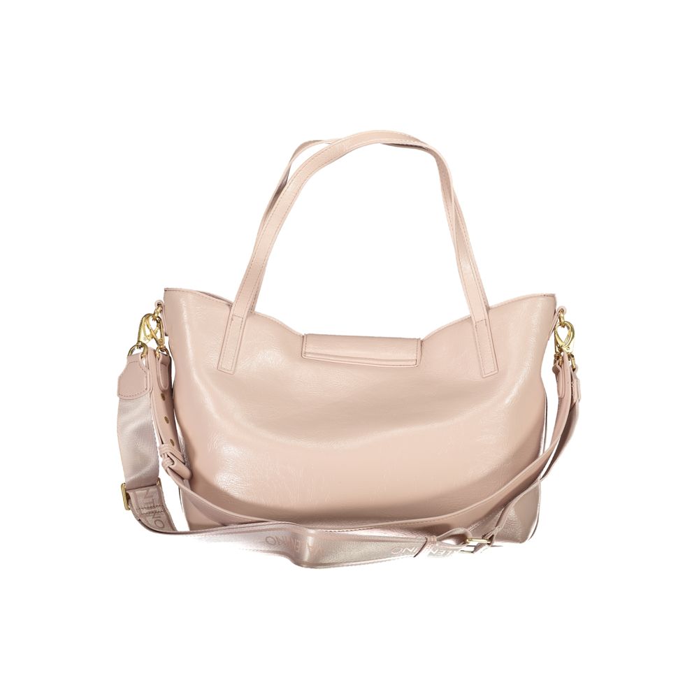 Mario Valentino Pink Leather Finish Handbag with Signature Logo