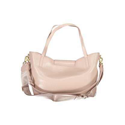 Mario Valentino Pink Leather Finish Handbag with Signature Logo