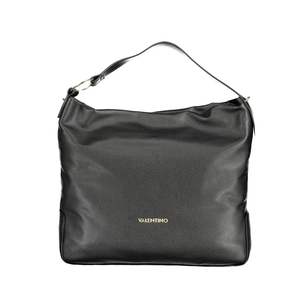 Mario Valentino Black Faux Leather Handbag with Adjustable Strap
