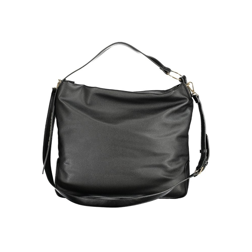 Mario Valentino Black Faux Leather Handbag with Adjustable Strap