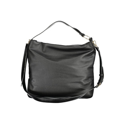 Mario Valentino Black Faux Leather Handbag with Adjustable Strap