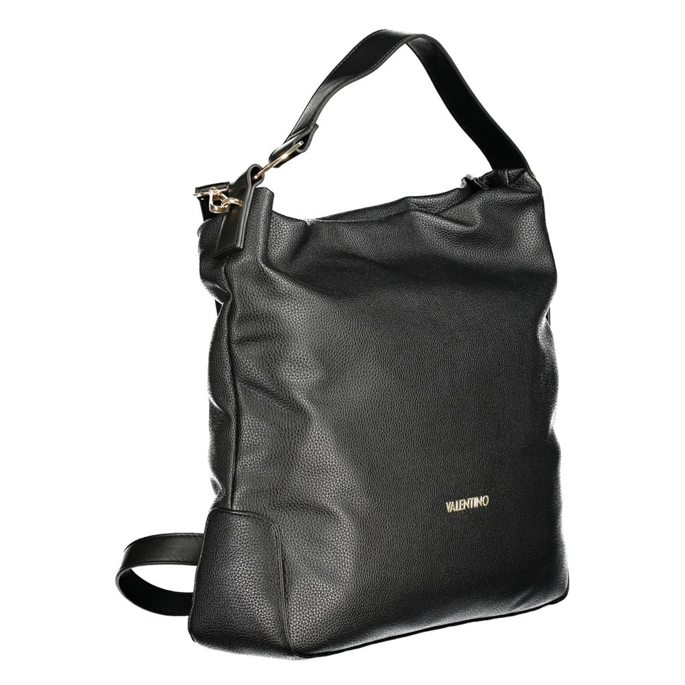 Mario Valentino Black Faux Leather Handbag with Adjustable Strap